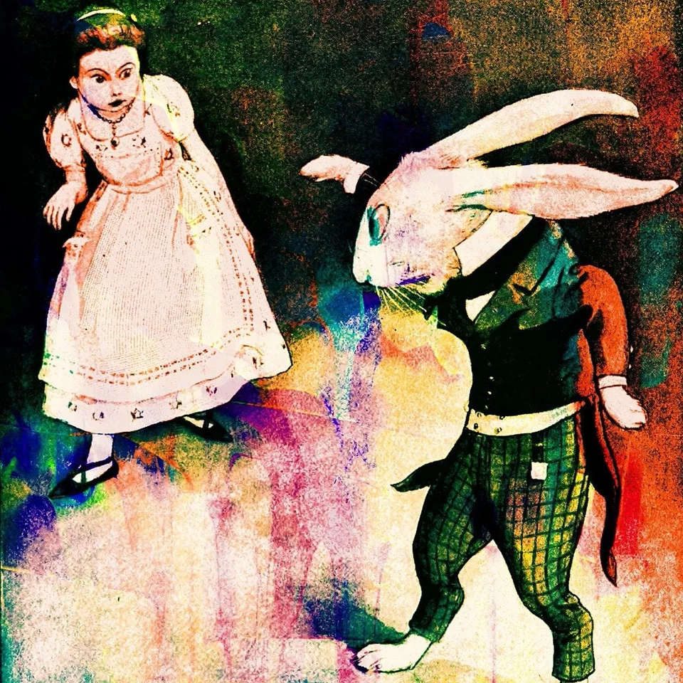 An illustration of Alice and the White Rabbit.